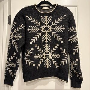 Northern Isles Vintage Shetland Wool Blend Snowflake Winter Heavy Sweater Large